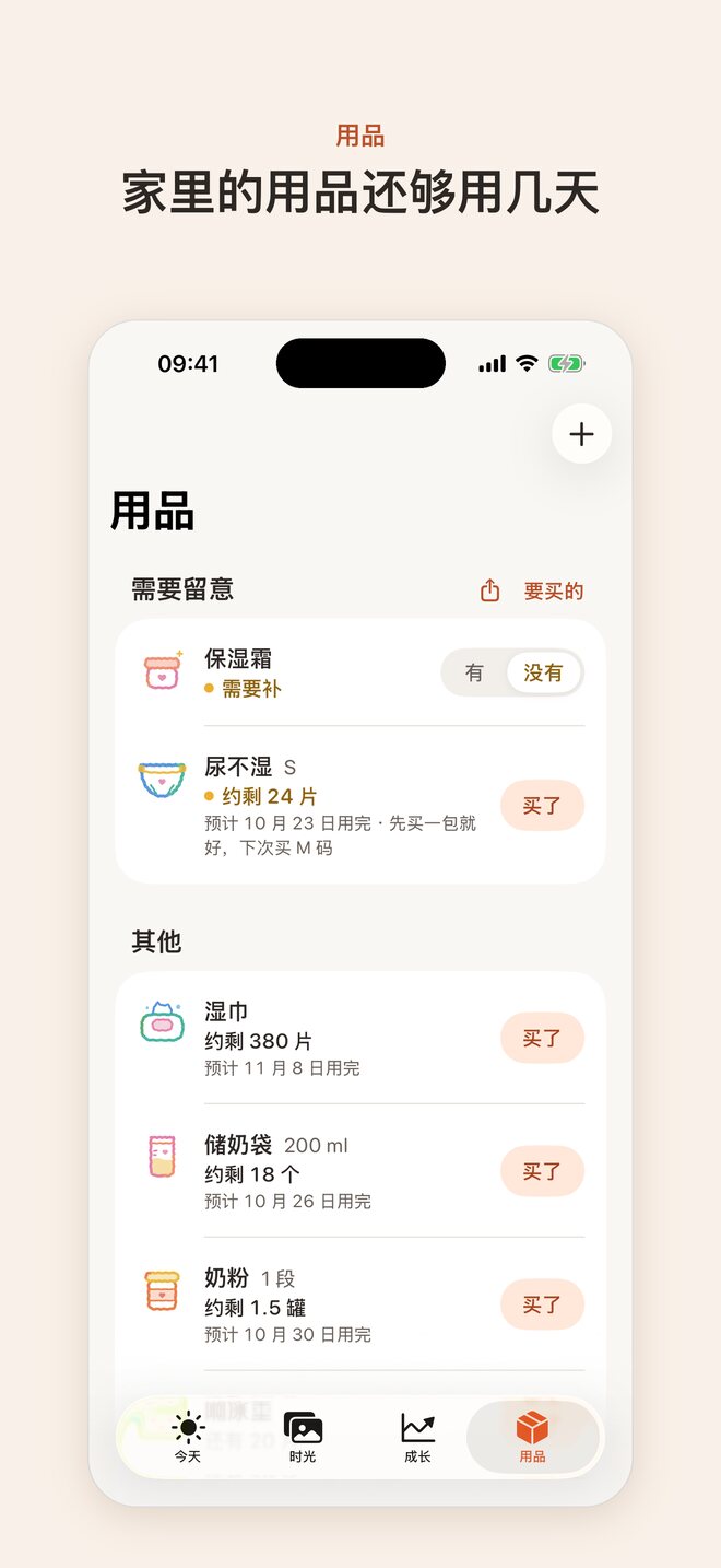 用品：家里的用品还够用几天